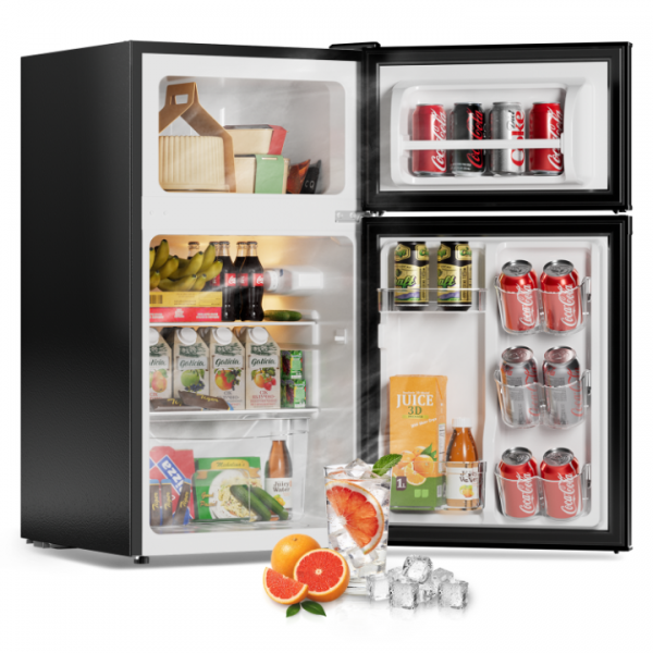 Frostorm 3.2 Cu Ft Mini Fridge with Freezer - Energy Efficient, Double Door Upright Freezer for Bedroom, Office & Dorm,restaurants | Small Fridge, Glass Shelves,Interior Light,ETL Certified,etc