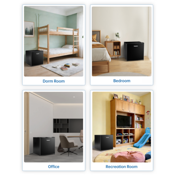 Frostorm 1.6 Cu Ft Mini Fridge with Freezer - 30dB Ultra Quiet Upright Freezer for Bedroom, Dorm & Office | Compact Fridge, Adjustable Thermostat, Reversible Door, ETL Certified